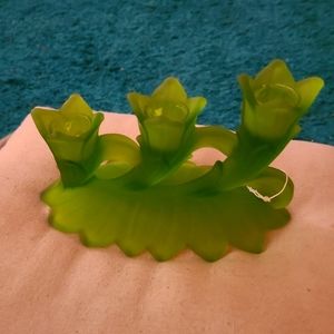 Satin Glass 3 candleholder, beautiful condition.
